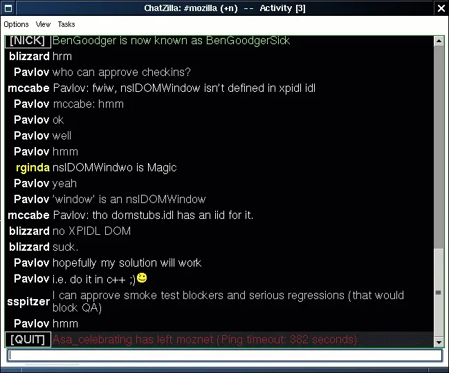 Chatzilla is a popular IRC client that was part of the Mozilla suite in the early 2000s.