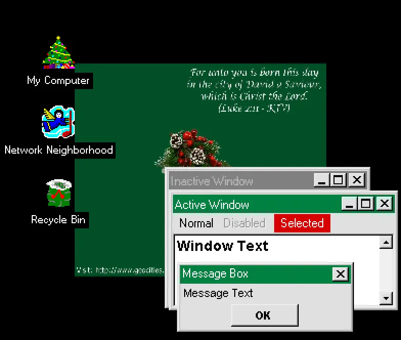 A Christmas theme for Windows 95 created in 1997 by Dr. Maged Nabih Kamel