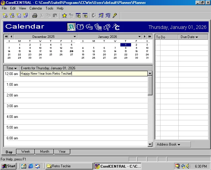 Happy 2026! Wishing you a year full of good health, happiness, and new tech memories we can look back on in 30 years! (CorelCENTRAL from Corel Suite 8)