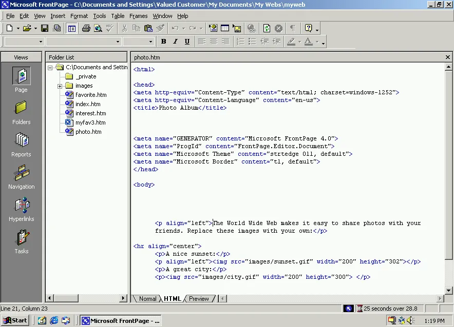 FrontPage 2000’s code editor (still trying to find dark mode!)