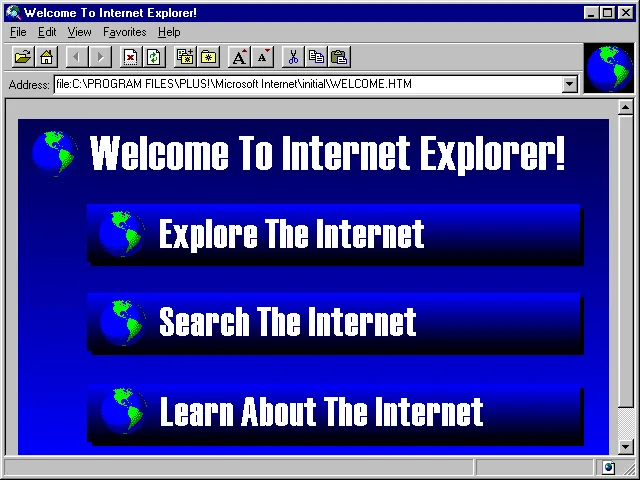 Internet Explorer 1.0 included with Microsoft 95 Plus!
