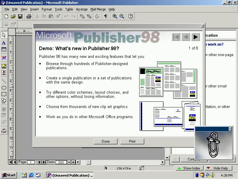 What’s new in Microsoft Publisher 98