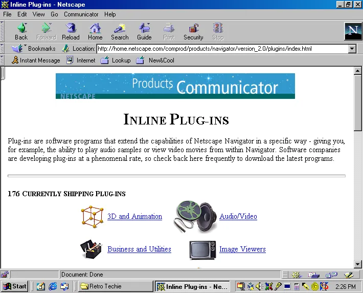 Exploring plugins for Netscape in 1999