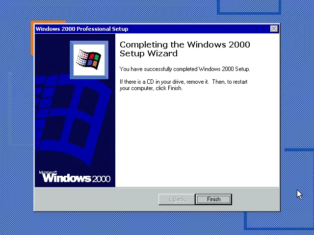 Windows 2000 install completed!