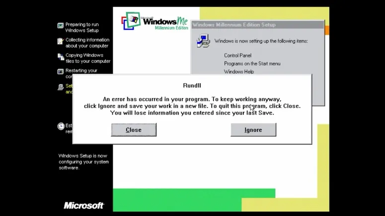 Setup is just preparing the user for the typical Windows ME experience from the start. 🤣
