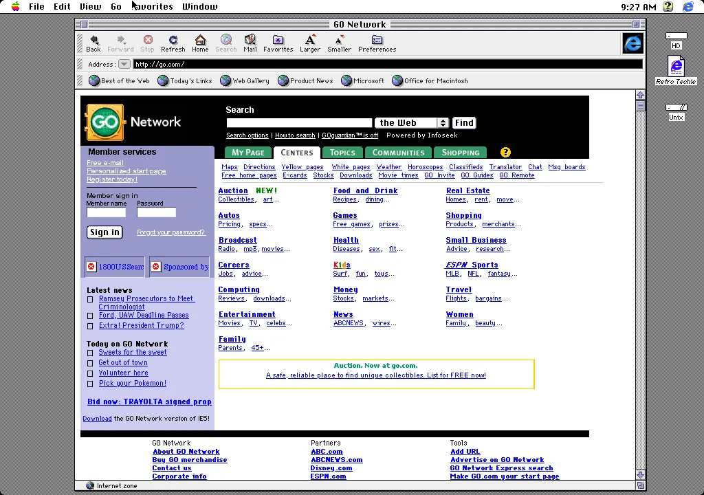The Go Network’s website from 1999. There are traces you can spot today by visiting abcnews .com and checking the URL you’re redirected to.