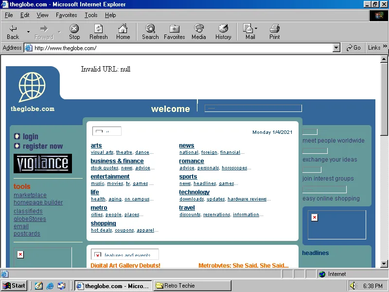 Did anyone else hang out in the chat rooms on TheGlobe .com? It was a popular internet startup that went belly up during the dot-com bubble.